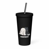 Low Battery Bunny – Insulated Tumbler with a Straw black 20oz right — The Floppy Collection