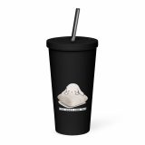Too Soft For This – Insulated Tumbler with a Straw black 20oz right — The Floppy Collection