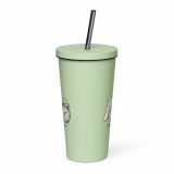Small Panic Bunny – Insulated Tumbler with a Straw mint 20oz back — The Floppy Collection
