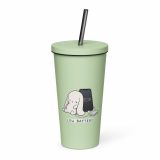 Low Battery Bunny – Insulated Tumbler with a Straw mint 20oz right — The Floppy Collection