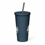 Small Panic Bunny – Insulated Tumbler with a Straw navy 20oz back — The Floppy Collection