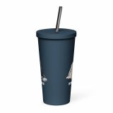 Low Battery Bunny – Insulated Tumbler with a Straw navy 20oz front — The Floppy Collection
