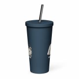 Small Panic Bunny – Insulated Tumbler with a Straw navy 20oz front — The Floppy Collection