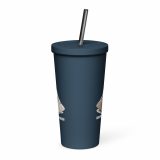 Too Soft For This – Insulated Tumbler with a Straw navy 20oz front — The Floppy Collection