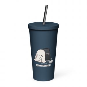Low Battery Bunny – Insulated Tumbler with a Straw navy 20oz left — The Floppy Collection
