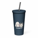 Small Panic Bunny – Insulated Tumbler with a Straw navy 20oz left — The Floppy Collection