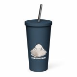 Too Soft For This – Insulated Tumbler with a Straw navy 20oz right — The Floppy Collection