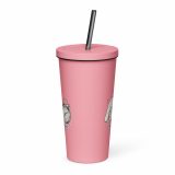 Small Panic Bunny – Insulated Tumbler with a Straw pink 20oz back — The Floppy Collection