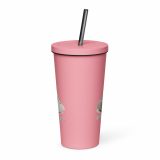 Too Soft For This – Insulated Tumbler with a Straw pink 20oz front — The Floppy Collection