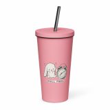Small Panic Bunny – Insulated Tumbler with a Straw pink 20oz right — The Floppy Collection