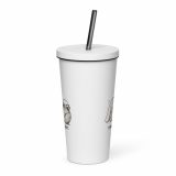 Small Panic Bunny – Insulated Tumbler with a Straw white 20oz front — The Floppy Collection