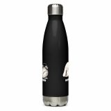 Small Panic Bunny – Stainless Steel Water Bottle black 17oz back — The Floppy Collection