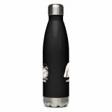 Small Panic Bunny – Stainless Steel Water Bottle black 17oz front — The Floppy Collection