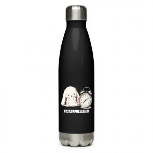 Small Panic Bunny – Stainless Steel Water Bottle black 17oz left — The Floppy Collection