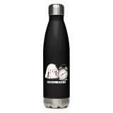 Small Panic Bunny – Stainless Steel Water Bottle black 17oz right — The Floppy Collection