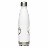 Small Panic Bunny – Stainless Steel Water Bottle white 17oz back — The Floppy Collection
