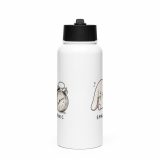 Small Panic Bunny – SS Water Bottle with Straw Lid white 32oz front — The Floppy Collection