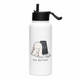 Low Battery Bunny – SS Water Bottle with Straw Lid white 32oz left — The Floppy Collection