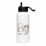 Small Panic Bunny – SS Water Bottle with Straw Lid white 32oz left — The Floppy Collection