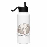 Emotionally Floppy – Cute Relatable Bunny Design - Stainless steel water bottle with a straw lid