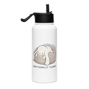 Emotionally Floppy – SS Water Bottle with Straw Lid white 32oz right — The Floppy Collection