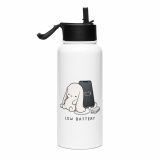 Low Battery Bunny – Cute Relatable Phone Charging Design - Stainless steel water bottle with a straw lid