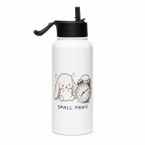 Small Panic Bunny - Stainless steel water bottle with a straw lid