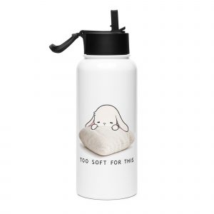 Too Soft For This – SS Water Bottle with Straw Lid white 32oz right — The Floppy Collection