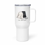 Low Battery Bunny – Cute Relatable Phone Charging Design - Travel mug with a handle