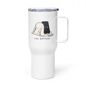 Low Battery Bunny – Travel Mug with a Handle white 25oz left — The Floppy Collection