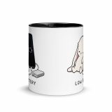 Low Battery Bunny – Mug with Color Inside black 11oz front — The Floppy Collection