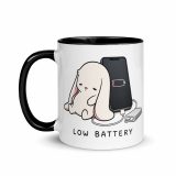 Low Battery Bunny – Mug with Color Inside black 11oz left — The Floppy Collection