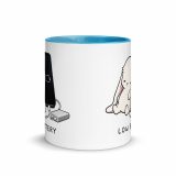 Low Battery Bunny – Mug with Color Inside blue 11oz front — The Floppy Collection