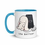 Low Battery Bunny – Mug with Color Inside blue 11oz left — The Floppy Collection