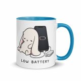 Low Battery Bunny – Mug with Color Inside blue 11oz right — The Floppy Collection