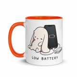 Low Battery Bunny – Mug with Color Inside orange 11oz left — The Floppy Collection