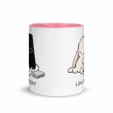 Low Battery Bunny – Mug with Color Inside pink 11oz front — The Floppy Collection