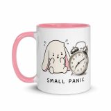 Small Panic Bunny – Mug with Color Inside pink 11oz left — The Floppy Collection