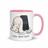 Low Battery Bunny – Mug with Color Inside pink 11oz right — The Floppy Collection
