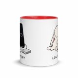Low Battery Bunny – Mug with Color Inside red 11oz front — The Floppy Collection