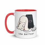 Low Battery Bunny – Mug with Color Inside red 11oz left — The Floppy Collection