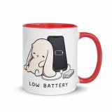 Low Battery Bunny – Cute Relatable Phone Charging Design - Mug with Color Inside