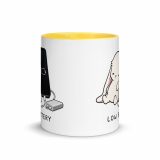 Low Battery Bunny – Mug with Color Inside yellow 11oz front — The Floppy Collection