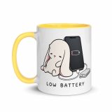 Low Battery Bunny – Mug with Color Inside yellow 11oz left — The Floppy Collection