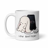 Low Battery Bunny – White Glossy Mug white 11oz handle on left — The Floppy Collection
