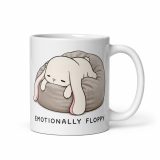 Emotionally Floppy – Cute Relatable Bunny Design - White glossy mug