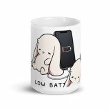 Low Battery Bunny – White Glossy Mug white 15oz front view — The Floppy Collection
