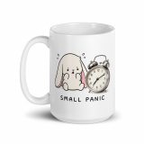 Small Panic Bunny Mug – White Glossy Mug white 15oz handle on left — The Floppy Collection