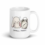 Small Panic Bunny Mug – White Glossy Mug white 15oz handle on right — The Floppy Collection
