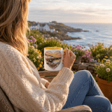 Cornish Fishing Harbour Heart Design - Mug with Color Inside